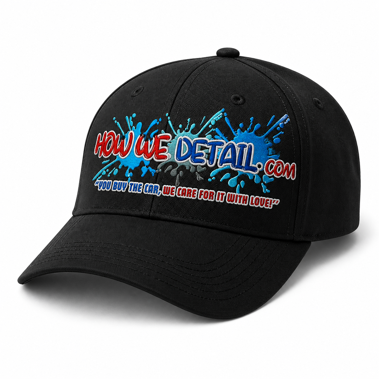 Black performance hat featuring the official How We Detail logo