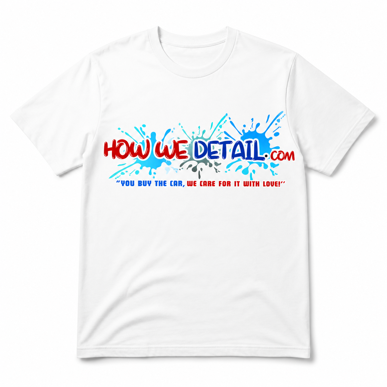 White T shirt featuring the official How We Detail logo